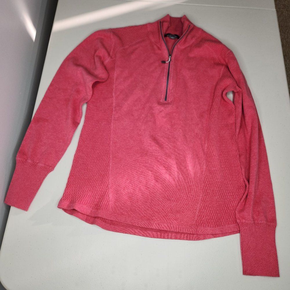 Eddie Bauer Sweater Women's XL Pink 1/2 Zip Pullover Cotton Mock Neck Classic - Picture 3 of 7